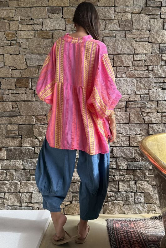 Peruvia Pillow Cotton Nero Smock Top Pink /17=